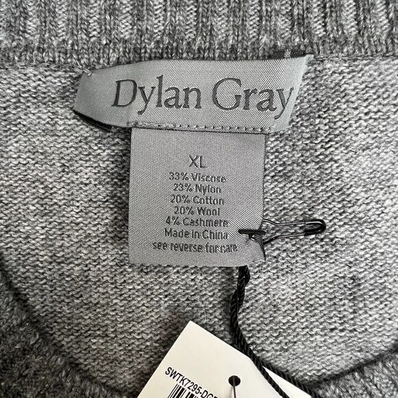 New Dylan Gray Men XL Crewneck Sweater Long Sleeve Wool Cashmere Pullover  - Picture 10 of 10